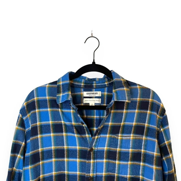 Goodthreads Men’s Heavyweight Brushed Flannel Shirt Jacket in Blue/Yellow Size M - Picture 5 of 13